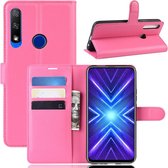 Voor Huawei Honor 9X Vingerafdrukversie Litchi Textuur Horizontale Flip Leren Case met Portemonnee & Houder & Kaartsleuven (Rose Rood)