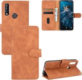 Voor Oukitel C17 / C17 Pro Effen Kleur Huidgevoel Magnetische Gesp Horizontale Flip Kalf Textuur PU Lederen Case met Houder & Kaartsleuven & Portemonnee (Bruin)