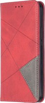 Voor iPhone 12 Max / 12 Pro Rhombus Texture Horizontale flip magnetische lederen tas met houder en kaartsleuven (rood)