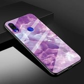 Voor Xiaomi Redmi Note 7 beschermhoes van marmerglas (paars)