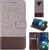 Voor LG V50 MUXMA MX102 Horizontale flip canvas lederen tas met standaard & kaartsleuf & portemonnee-functie (bruin)