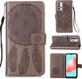 Voor Samsung Galaxy A32 5G Dream Catcher Afdrukken Horizontale Flip Leren Case met Houder & Kaartsleuven & Portemonnee & Lanyard (Grijs)