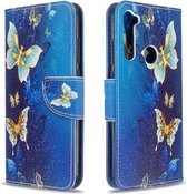 Voor Xiaomi Redmi Note 8T Gekleurde Tekening Patroon Horizontale Flip Leren Case met Houder & Kaartsleuven & Portemonnee (Blauwe Vlinder)