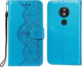 Voor Motorola Moto E5 Play Go (EU-versie) Flower Vine Embossing Pattern Horizontale Flip Leather Case met Card Slot & Holder & Wallet & Lanyard (Blue)