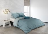 Dekbedovertrek Washed Cotton Mineraal Blauw-260x240cm