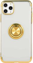 Voor iPhone 11 Pro Max Galvaniserende TPU-beschermhoes met ringhouder (goud)