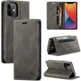 AutSpace A01 Retro Skin-feel Crazy Horse Texture Horizontale flip lederen tas met houder & kaartsleuven & portemonnee & RFID voor iPhone 12 mini (koffie)