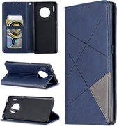 Voor huawei mate 30 pro ruit textuur horizontale flip magnetische lederen tas met houder en kaartsleuven (blauw)