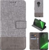 Voor Motorola Moto G7 Plus MUXMA MX102 Horizontale flip canvas lederen tas met standaard & kaartsleuf & portemonnee-functie (grijs)