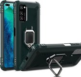 Voor Huawei Honor V30 koolstofvezel beschermhoes met 360 graden roterende ringhouder (groen)