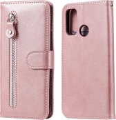 Voor Huawei P smart 2020 Mode Kalfs Textuur Rits Horizontale Flip Leren Case met Standaard & Kaartsleuven & Portemonnee Functie (Rose Goud)