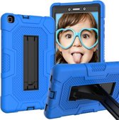 Voor Samsung Galaxy Tab A 8.0 (2019) / T290 Contrastkleur Robot Schokbestendig siliconen + pc-beschermhoes met houder (blauw zwart)