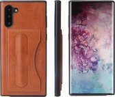 Voor Galaxy Note10 Fierre Shann Volledige dekking beschermende lederen tas met houder en kaartsleuf (bruin)