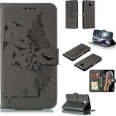 Veerpatroon Litchi Texture Horizontale Flip Leren Case met Portemonnee & Houder & Kaartsleuven voor Galaxy J6 + (Grijs)