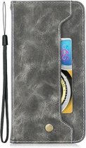 Voor Galaxy S8 + koperen gesp nappa textuur horizontale flip lederen tas, met houder en kaartsleuven en portemonnee (grijs)