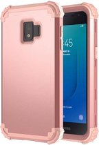 Voor Samsung Galaxy J2 Core PC + siliconen driedelige schokbestendige beschermhoes (roségoud)