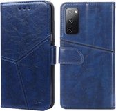 Voor Samsung Galaxy S20 Geometrische stiksels Horizontale flip TPU + PU lederen tas met houder & kaartsleuven en portemonnee (blauw)