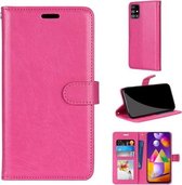 Voor Samsung Galaxy M31s Pure Color Horizontale Flip PU lederen tas met houder & kaartsleuven & portemonnee & fotolijst (Rose Red)