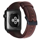 Voor Apple Watch Series 5 & 4 40mm / 3 & 2 & 1 38mm Oil Wax lederen band horlogeband (roodbruin)