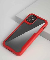 Voor iPhone 12 Pro Max 6.7 inch Transparante pc + TPU Volledige dekking Schokbestendige beschermhoes (rood)