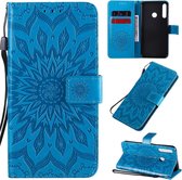 Voor Huawei P40 Lite E / Y7p / Honor 9C Zonnebloempatroon met reliÃ«f Horizontaal Flip PU-lederen tas met houder en kaartsleuven en portemonnee en draagkoord (blauw)