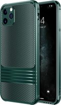 Voor iPhone 11 Pro koolstofvezel textuur effen kleur TPU Slim Case Soft Cover (groen)