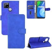 Voor OPPO Realme V3 Effen Kleur Huid Voel Magnetische Gesp Horizontale Flip Kalf Textuur PU Lederen Case met Houder & Kaartsleuven & Portemonnee (Blauw)