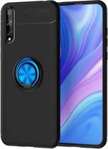 Voor Huawei Enjoy 10s metalen ringhouder 360 graden roterende TPU-hoes (zwart + blauw)