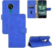 Voor Nokia 7.2 & 6.2 Effen Kleur Huidgevoel Magnetische Gesp Horizontale Flip Kalfsstructuur PU Lederen Case met Houder & Kaartsleuven & Portemonnee (Blauw)