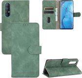 Voor OPPO Reno3 Pro 5G Effen Kleur Huidgevoel Magnetische Gesp Horizontale Flip Kalf Textuur PU Lederen Case met Houder & Kaartsleuven & Portemonnee (Groen)