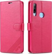 Voor Huawei Y6p AZNS Schapenvacht Textuur Horizontale Flip Leren Case met Houder & Kaartsleuven & Portemonnee (Rood)