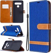 Voor LG K61 Denim Texture Horizontale Flip Leren Case met Houder & Kaartsleuven & Portemonnee & Lanyard (Blauw)