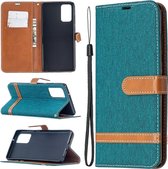 Voor Samsung Galaxy Note20 Kleuraanpassing Denim Textuur Horizontale Flip Leren Case met Houder & Kaartsleuven & Portemonnee & Lanyard (Groen)