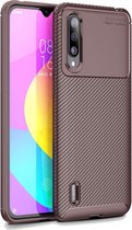 Beetle Series Carbon Fiber Texture Shockproof TPU Case voor Xiapmi Mi CC9 (Bruin)