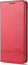 Voor Oppo Reno5 5G AZNS Magnetische Kalf Textuur Horizontale Flip Leren Case met Kaartsleuven & Houder & Portemonnee (Rood)