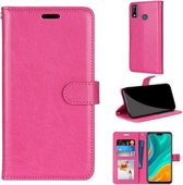 Voor Huawei Y8s Pure Kleur Horizontale Flip PU Leren Case met Houder & Kaartsleuven & Portemonnee & Fotolijst (Rose Rood)