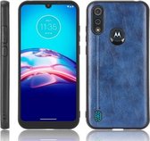 Voor Motorola Moto E6s 2020 Schokbestendig Naaien Koe Patroon Huid PC + PU + TPU Case (Blauw)