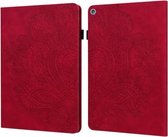 Voor Amazon Kindle Fire HD 10 2016/2017/2018/2019 Pauw reliëfpatroon TPU + PU horizontaal flip lederen hoesje met houder & kaartsleuven & portemonnee & slaap- / wekfunctie (rood)