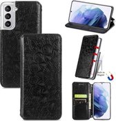 Voor Samsung Galaxy S21 + 5G Blooming Mandala Reliëfpatroon Magnetische Horizontale Flip Leren Case met Houder & Kaartsleuven & Portemonnee (Zwart)