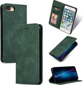 Retro Skin Feel Business Magnetische Horizontale Leren Flip Case voor iPhone 8 Plus / 7 Plus (Legergroen)
