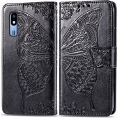 Butterfly Love Flowers Embossing Horizontale Flip Leather Case Voor Samsung A2 Core met Houder & Kaartsleuven & Portemonnee & Lanyard (Zwart)