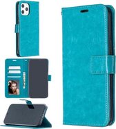 Voor iPhone 12 Pro Max Crazy Horse Texture Horizontale lederen flip-hoes met houder & kaartsleuven & portemonnee & fotolijst (blauw)