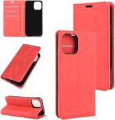 Voor iPhone 12 mini Retro-skin Business magnetische zuignap lederen tas met houder & kaartsleuven en portemonnee (rood)