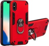 Voor iPhone XS / X 2 in 1 Armor Series PC + TPU beschermhoes met ringhouder (rood)