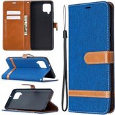 Voor Samsung Galaxy A42 5G Kleuraanpassing Denim Textuur Horizontale Flip Leren Case met Houder & Kaartsleuven & Portemonnee & Lanyard (Donkerblauw)