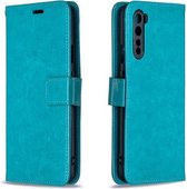 Voor OnePlus Nord Crazy Horse Texture horizontale leren flip-hoes met houder & kaartsleuven & portemonnee & fotolijst (blauw)