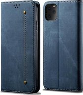 Voor iPhone 11 Pro Max Denim Texture Casual Style Horizontale Flip Leather Case met houder & kaartsleuven & portemonnee (blauw)