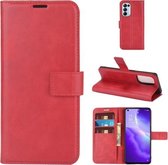 Voor OPPO Reno5 5G Retro Kalfspatroon Gesp Horizontale Flip Leren Case met Houder & Kaartsleuven & Portemonnee (Rood)