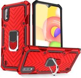 Voor Samsung Galaxy A01 Cool Armor PC + TPU schokbestendig hoesje met 360 graden rotatie ringhouder (rood)