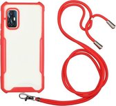 Voor vivo V19 (Indiase versie) Acryl + kleur TPU schokbestendig hoesje met nekkoord (rood)